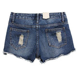 Blostirno Denim Shorts Cuffed Short Pants Flowery Ripped6