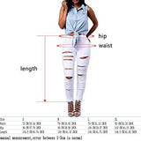 High Waist Knee Skinny Denim Distressed Ripped Boyfriend L White