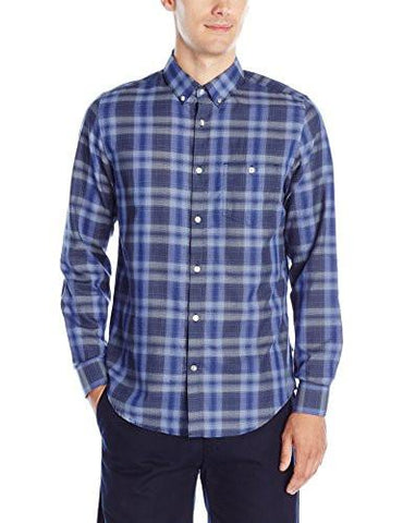 CALVIN KLEIN MEN LIGHT PLAID LONGSLEEVE BUTTON DOWN SHIRT VIOLET STORM MEDIUM