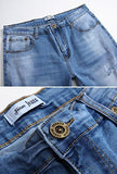 Men Ripped Slim Fit Straight Denim Jogger Pants Vintage Style With Broken Holes 06 W34
