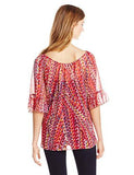 Rock 47 Raglan Ruffle Sleeve Top PinkNavy Multi XXLarge