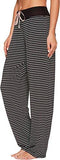 Striped Long Pants Black Yarndye Stripe Pajama Bottoms