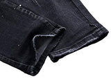 Men Zipper Deco Stretch With Broken Hole 34 Black