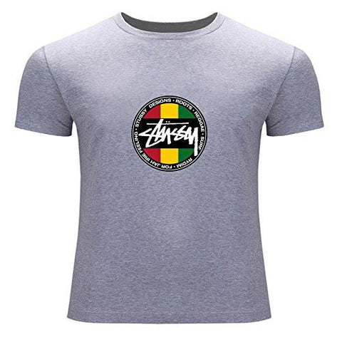STUSSY FOR MEN PRINTED SHORT SLEEVE TEE TSHIRT MEDIUM GRAY