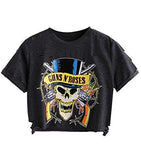Sweatyrocks Graphic Print Crop Top SuMMer Short Sleeve Casual Tshirt Grey M