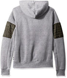 Long Sleeve Hooded Full Zip Fleece Sweatshirts With Utility Nylon Details Heather Grey Large