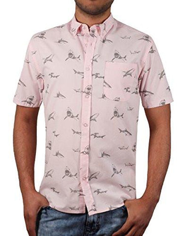 SHARK PRINT BUTTONDOWN SHIRT FROM ALPHA BETA PINK