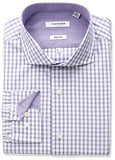 Slim Fit Multi Check Cut Away Collar Dress Shirt Purple 15.5 Neck 3233 Sleeve