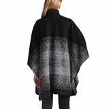 Zip Front Poncho Sweater Black SM