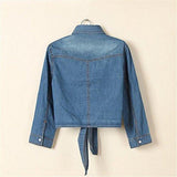 Hsd Cool Knotted Short Denim Shawl Coat Top Jacket Dark Blue Asian XXxl