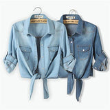 Hsd Cool Knotted Short Denim Shawl Coat Top Jacket Light Blue Asian XXL