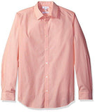 MEN STRIPE LONG SLEEVE NONIRON BUTTON DOWN SHIRT ORANGE MARIGOLD SMALL