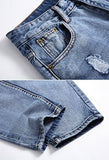 Men Ripped Slim Fit Straight Denim Jogger Pants Vintage Style With Broken Holes 05 W38