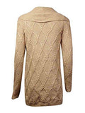CowlNeck CableKnit Sweater Tan L
