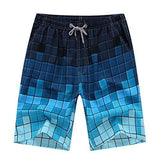 LAND PRINTING QUICK DRY BEACH BOARD SHORTS SWIM TRUNKS PLUS SIZE BLUEPLAID 3334 WAIST XXL