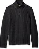 JEANS RACKED QUARTER BUTTON SWEATER BLACK XLARGE