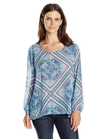 Rock 47 Long Sleeve Shirt AquaBlueNavyCoralSkullFloral Print Medium