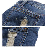 Blostirno Denim Shorts Cuffed Short Pants Flowery Ripped6