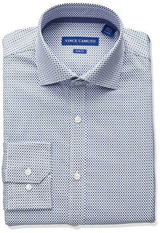 VINCE CAMUTO SLIM FIT STRETCH GEO PRINT DRESS SHIRT WITH COMFORT COLLAR INKWHITE 15 NECK 3435 SLEEVE