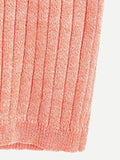 Knit Crop Top Ribbed Sleeveless Halter Neck Vest Tank Top Orange