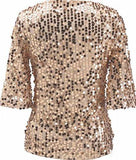 M2Mo Sexy Short Sleeve Sequins Tshirt Tops Golden US M