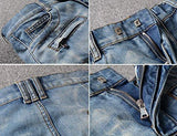 MEN MOTO BIKER JEANS SHORTS DENIM SHORT PANTS W32