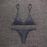 XHERR WO WIDE BAND TRIANGLE TOP CHEEKY BOTTOM BIKINI SWIMSUITS MEDIUM US SIZE SMALL GRAY