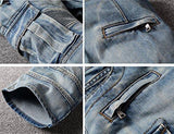 MEN MOTO BIKER JEANS SHORTS DENIM SHORT PANTS W32