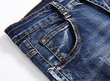 Ripped Slim Straight Fit Biker With Zipper Deco Dark Blue Us 32