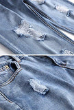 Men Ripped Slim Fit Straight Denim Jogger Pants Vintage Style With Broken Holes 05 W38