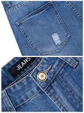 Vintage Blue Straight Fit Destroyed Distressed Denim Pants With Knee Rips 32