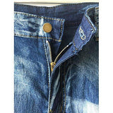 Knee Casual Stylish Hip Hop Skinny Denim Pants Ripped Chain Xl Blue