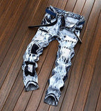 Snow Washed Ripped Slim Fit Blue 36
