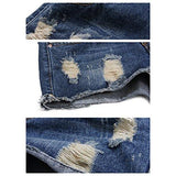 Blostirno Denim Shorts Cuffed Short Pants Flowery Ripped6