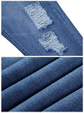 Vintage Blue Straight Fit Destroyed Distressed Denim Pants With Knee Rips 32