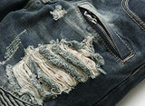 Ripped Slim Straight Fit Biker Dark Blueus 32