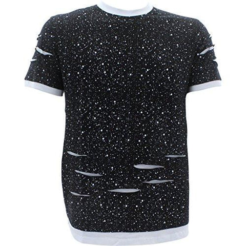Imperious Rips With Paint Splatter Tshirts Black