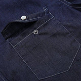 MRWONDER CASUAL SLIM FIT BUTTON DOWN SHIRT SHORT SLEEVE DENIM SHIRTS WESTERN DARK BLUE XL